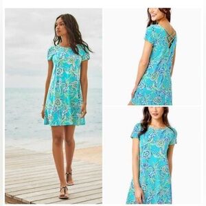 Lilly Pulitzer Kimi Sea Turtle Blue Print Strappy Dress Size XXL